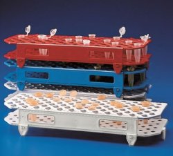 Test tube stand for micro tubes – red