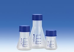 Erlenmeyer flask, PP wide-neck, GL 45, with screw cap, PP, 75 ml