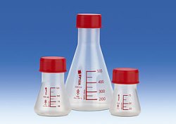 Erlenmeyer flask, PMP wide-neck, GL 45, with screw cap, PP, 75 ml