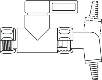 Faucet with angle, blue, PP,+ order 525.942 adapter