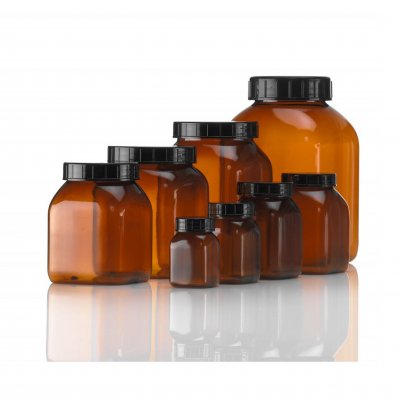 Burk PVC rekt 50 ml brun, beställ lock 131.70750; 900/150