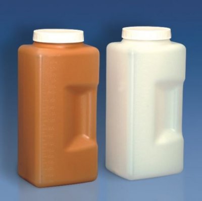 Square urine bottle, 2000 ml - Amber