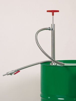Stainless steel barrel pump w/d. hose/stopc.,91cm