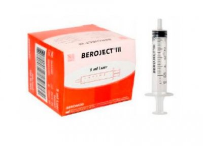 Spruta luer 3komp Beroject, 1ml grad 0,01ml centrisk, 100 st/FP