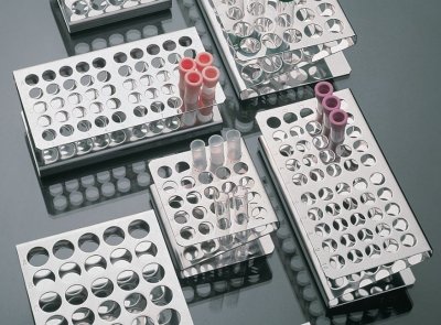 Rack för provrör, rostfritt stål, 10x5 hål