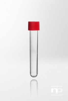 Provrör PS med räfflad skruvkork PE, 12ml