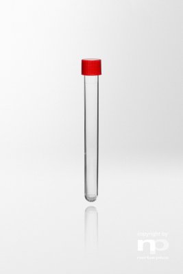 Provrör PS med räfflad skruvkork PE, 19ml