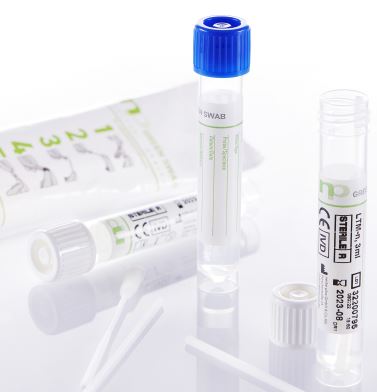 np GREEN SWAB, Amies, 3ml , 1 flocked swab (oral) with nylon head, sterile R, breakpoint at 80mm and ABS stick, tube CE/IVD, swa