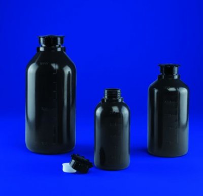 Bottle, PE, 125 ml, dark grey, narrow neck, incl. lid, 1 pcs