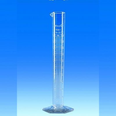 Volumetric cylinder, SAN, 100 ml, class B tall form, raised scale, 1 pcs